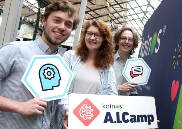 Liam Ferris, Mary-Jane McBride and Adam Grimley help launch AI Camp