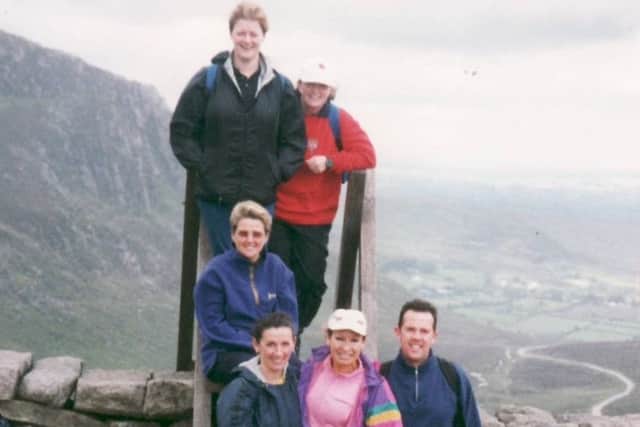 Mr Anthony McMorrow with Ann Marie Henderson, Marie Rice, Jane O'Loan, Maureen Murtagh and Mary Lucas in the Mournes in 2002