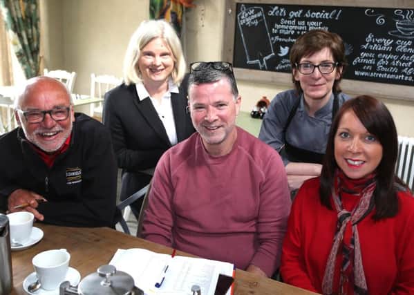 Some of the team behind the Bushmills Banquet, Alex Mehaffey (Bushmills Distillery), Nikki Picken (Bushmills Inn), Gary Stewart (Tartine at the Distiller's Arms), Stella Bolton (The French Rooms) and Pam McAllister (Therapy Style Studio) get together to discuss plans for next year