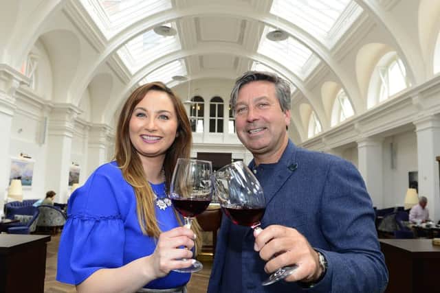 Neil McGuigan and John Torode join forces to launch the first red in their collaboration series. TV Presenter and Chef John Torode and News Letter reporter Kathryn McGowan.
Picture By: Arthur Allison. Pacemaker Press.
