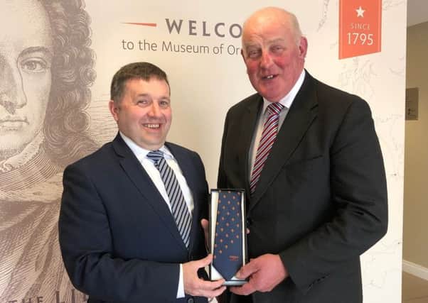 Ulster Unionist Leader Robin Swann MLA with Grand Orange Lodge of Ireland Grand Master Edward Stevenson