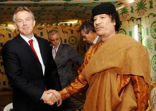 The suspicion has always lurked that something arose from deal in the tent when Tony Blair as prime minister met Colonel Muammar Gaddafi at his desert base outside Sirte south of Tripoli in 2007, above. Photo: Stefan Rousseau/PA Wire