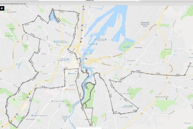 Another proposed new route (2019) of the Belfast marathon - this is the version councillors did not approve