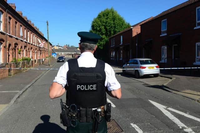 Police at the scene in north Belfast