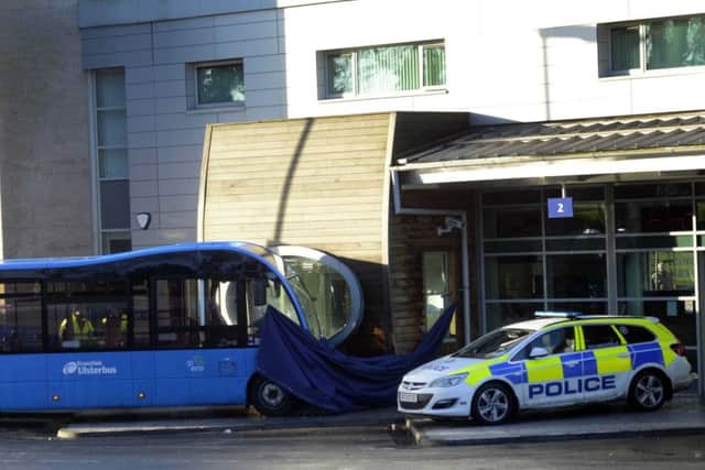 The scene of the fatal accident at Lisburn Bus Station. Pic by Colm Lenaghan/Pacemaker