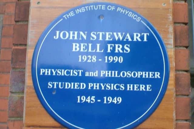 John Stewart Bell's Blue plaque at QUB