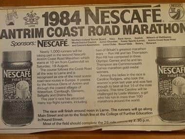 Original advertisement for the second Coast Road marathon in 1984.