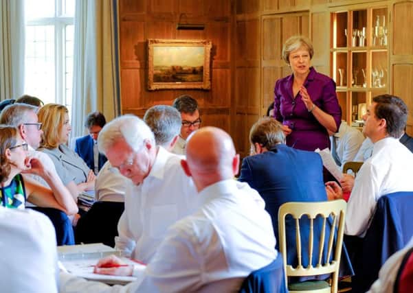 July 6, 2018: Prime Minister Theresa May speaks during a  cabinet meeting at Chequers, the Prime Minister's official country residence near Ellesborough in Buckinghamshire