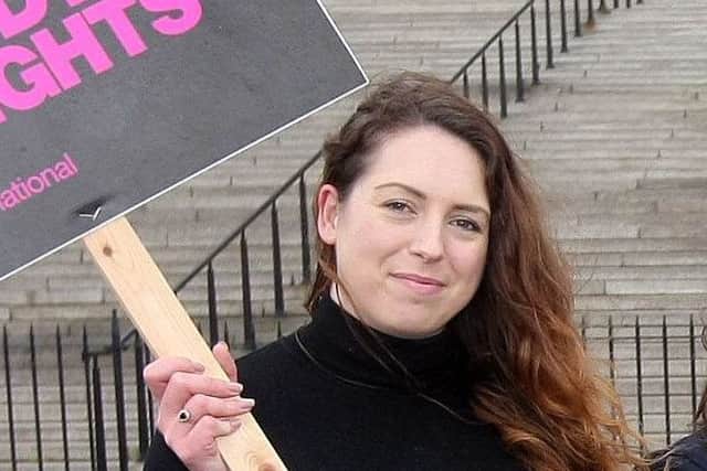 Former student president Adrianne Peltz, pictured at Stormont in 2016 during a campaign to liberalise abortion law