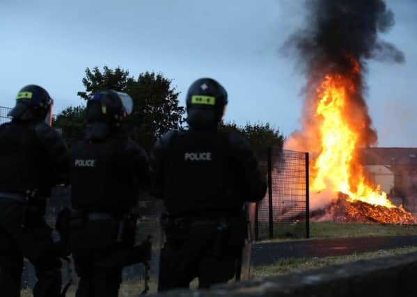 The Bloomfield Walk bonfire in east Belfast.