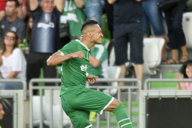 Wednesday 11th July 2018
UEFA Champions League First Qualifying Round First Leg between PFC Ludogorets Razgrad and Crusaders FC .
Ludogorets Cicinho celebrates after scoring the opening goal
Mandatory Credit: Inpho/Stephen Hamilton