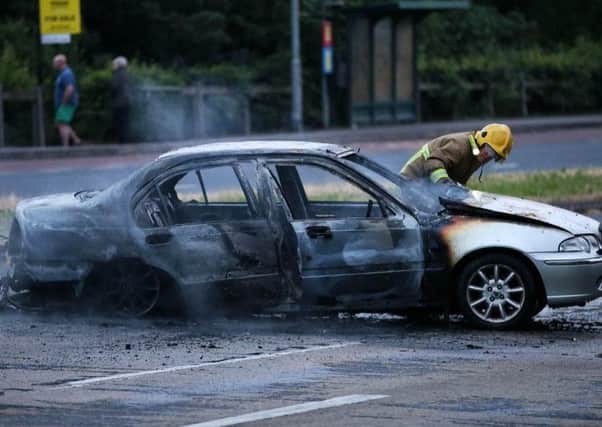 Hijacked and burned out car close to the Ballybeen estate on July 11, 2018. Presseye