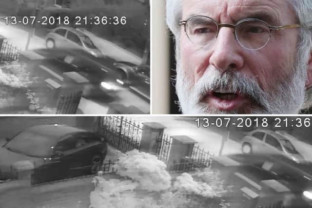 Footage has emerged of the attack on Gerry Adams' home