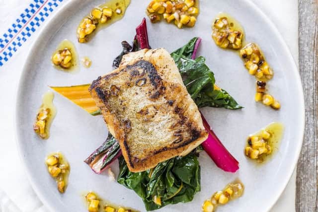Cod with chard and charred corn from Jack Stein's World On A Plate PA