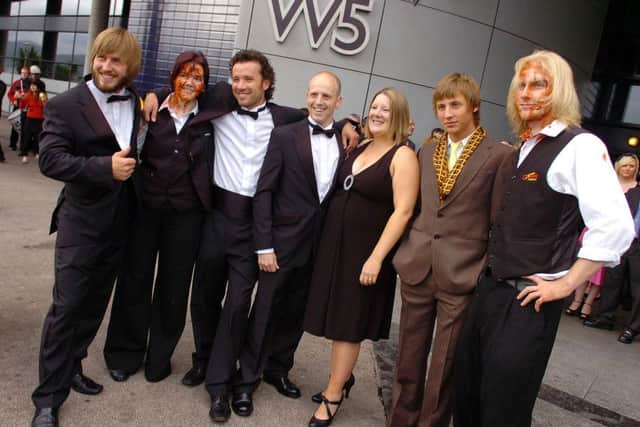 Shane (second from right) at the premiere of the 2008 zombie action film Battle of the Bone in which he starred
