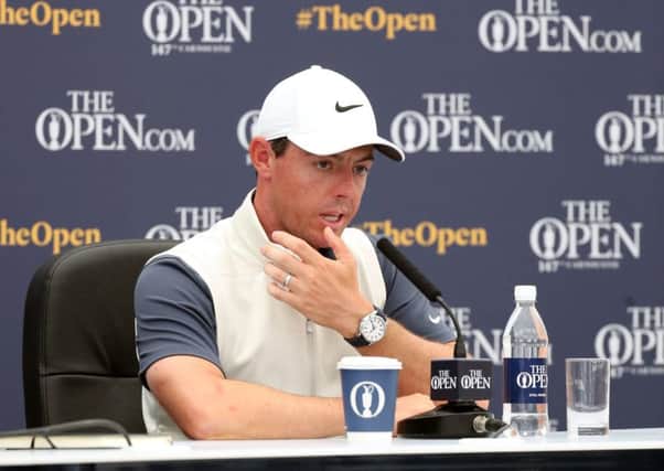 Northern Ireland's Rory McIlroy during a press conference on preview day four of The Open Championship 2018 at Carnoustie Golf Links, Angus. Pic by PA. More on TheOpen.com