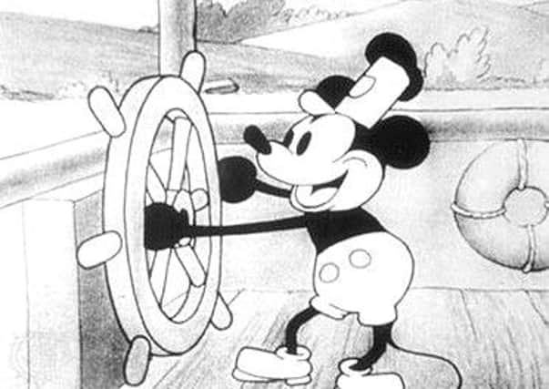 The first appearance of Mickey Mouse, in Steamboat Willie in 1928