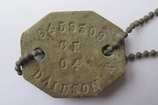 A dog tag found when the hut was removed from Ballykinlar Camp