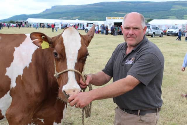 Iain McLean, frm Bushmills, with the Dairy Inter-Breed champion at Limavady Show