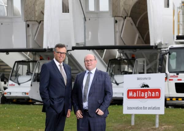 Mallaghan Engineering chief executive Ronan Mallaghan, right, pictured with Invest NI CEO Alastair Hamilton