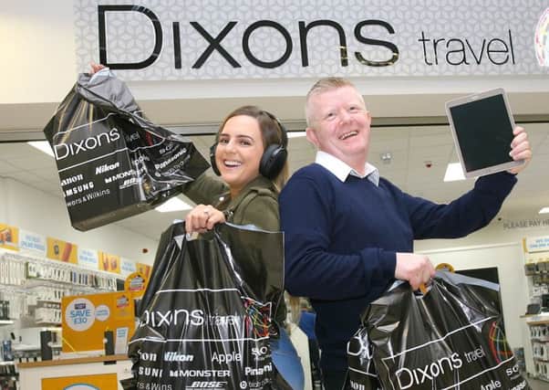 Dixons asst manager Joe Lunney with Danielle McCaughern of BIA