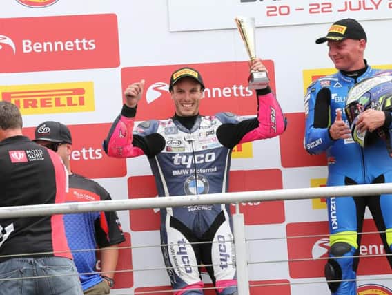 Keith Farmer on the podium at Brands Hatch.