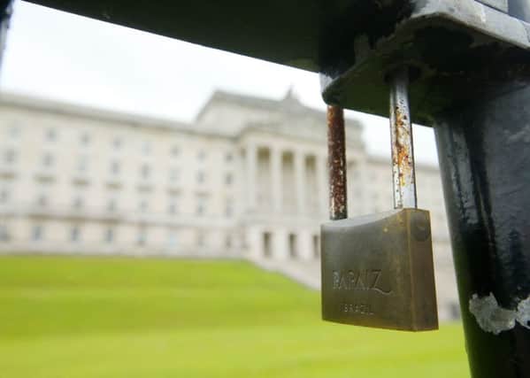 A locked entrance to the Stormont estate in east Belfast. 

Picture by Jonathan Porter/PressEye.com