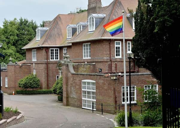 The Rainbow flag, which flew at Stormont House last year, above, will be flown from civic buildings in Armagh, Banbridge and Craigavon.
Photo by Stephen Hamilton /Press Eye