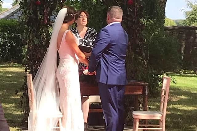 Zoe Holohan and Brian O'Callaghan-Westropp on their wedding day in Co Meath, as the couple are on their honeymoon in Greece and have been caught up in the wildfires