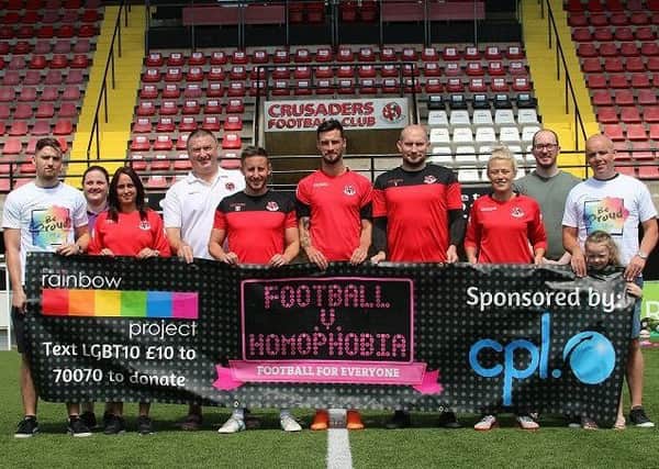 The Rainbow Project, cpl and Crusaders FC have teamed up to support the Football v Homophobia initiative.