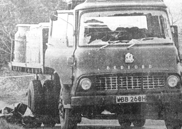 Scene of IRA murder of John Graham in Co Tyrone in April 1979. The off-duty UDR member was shot dead while driving a lorry in Seskinore.