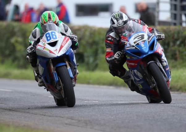 Michael Dunlop and Derek McGee in action at the Armoy Road Races in 2017.
