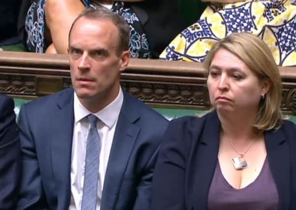 Newly installed Exiting the European Union Secretary (Brexit) Dominic Raab and Northern Ireland Secretary Karen Bradley. Mr Raab's department told the News Letter: The PM has made clear there can never be a hard border between Northern Ireland and Ireland, including any infrastructure or related checks and controls." Photo: PA Wire