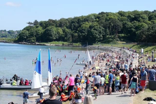 On Sunday June 3 2018, during the recent long hot spell, people flock to the beach at Helen's Bay. The Co Down village was  hottest place in Northern Ireland on a number of days, including Saturday July 7 when it reached 25 Celsius, Sat Jul 14 (27C), and last week, Mon Jul 23 (27C). 

On Tue Jun 27, Bangor nearby reached 28C, yet did not feel as hot the same temperature did in Spain, Ben Lowry writes. Picture by Jonathan Porter/PressEye