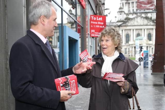 Kate Hoey in Belfast in 2016 campaigning to leave the EU, alongside Tory ex-NI secretary Owen Paterson