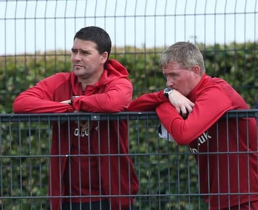 Linfield boss David Healy and coach Darren Murphy  Picture by Brian Little/PressEye