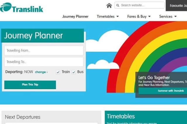 The Translink website has been given a colourful new look for Pride Week.