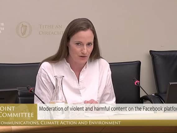 Screengrab taken from Oireachtas TV of Facebook executives Niamh Sweeney, Head of Public Policy, Facebook Ireland, appearing before the Oireachtas Joint Committee on Communications, Climate Action and Environment in Dublin.