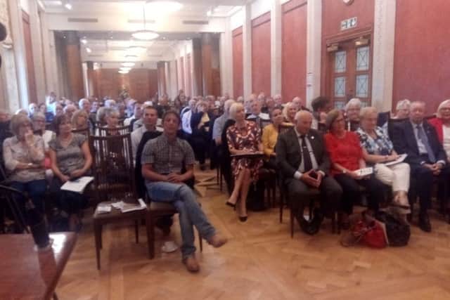 All seats were taken at the charged legacy meeting at the long gallery in Stormont, July 30 2018