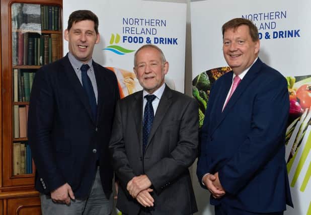 Pictured: Lord Ian Duncan, Parliamentary Under Secretary of State for Northern Ireland, Brian Irwin, Chairman, Northern Ireland Food and Drink Association and Michael Bell, Executive Director, Northern Ireland Food and Drink Association.