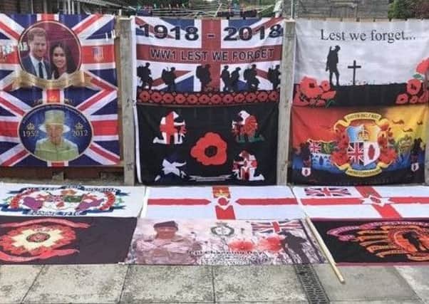 The post from the Nationalist Bonfires Facebook page with some of the flags to be burned