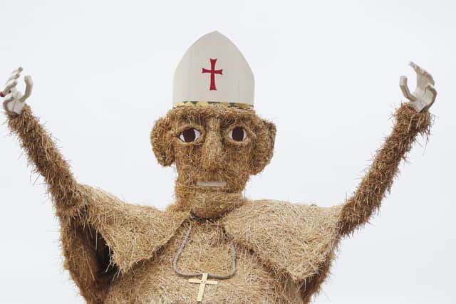 A Pope and Pope Mobile made from hay which forms the centre piece of the Durrow Scarecrow festival in Durow, Co Laois