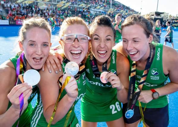 Nicola Daly, Zoe Wilson, Anna O'Flanagan and Megan Frazer show off silver medals. Pic by INPHO.