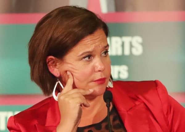 Sinn Fein leader Mary Lou McDonald at the Feile an Phobail leaders debate at St Mary's teacher training college in Belfast. Pic by Niall Carson/PA Wire