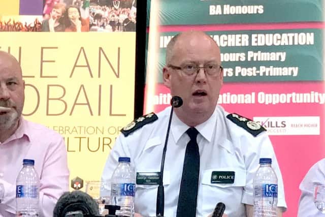 PSNI Chief Constable George Hamilton during Tuesdays event at the West Belfast Festival