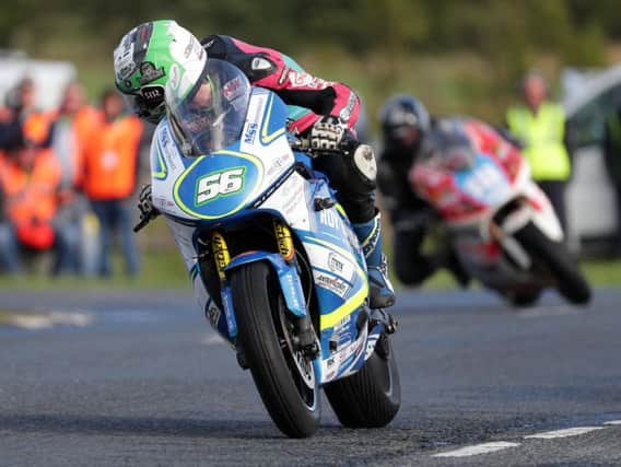 Adam McLean won the Supertwins race at the MCE Ulster Grand Prix from Christian Elkin.