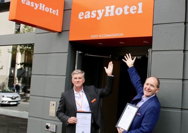 easyHotel director Kevin Baird, left, pictured with owner and developer David Crowe