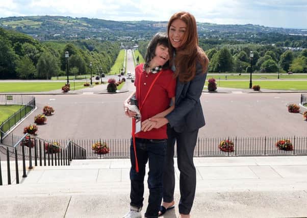 Billy Caldwell and his mum  Charlotte at Stormont on Friday for a meeting with politicians to discuss a campaign for "Billy's Law"