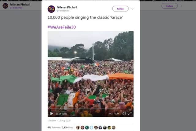 The controversial video was shared by Feile an Phobail on social media