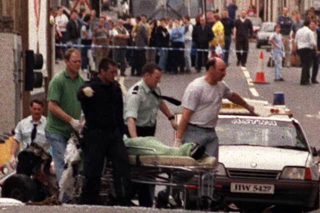 A scene from the Omagh bombing in 1998